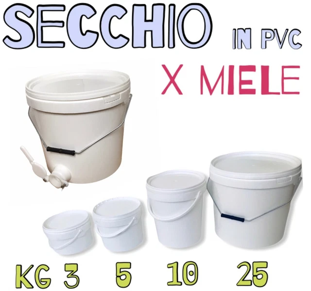 Secchio maturatore miele in plastica pvc per alimenti Apicoltura 3 5 10 25 kg