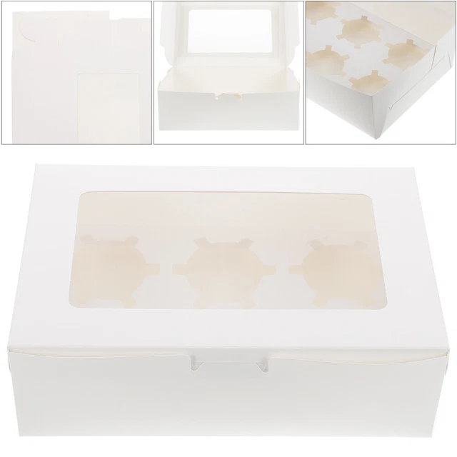 20 piezas Fiesta Pastel Caja Papel Cupcake Soporte Caja Contenedor de Pasteles Blanco