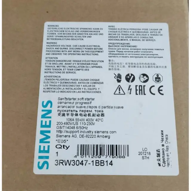 New Siemens 3RW3047-1BB14 SIRIUS Soft Starter S3 106 A 55 KW 3RW30471BB14
