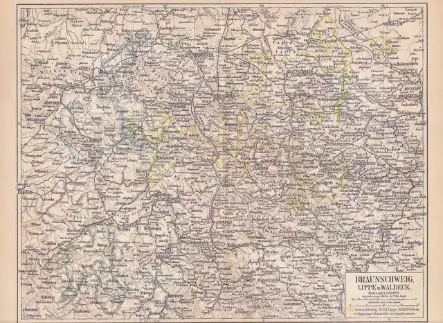 Brunswick Lèvre Schaumburg Waldeck Carte Géographique De 1888