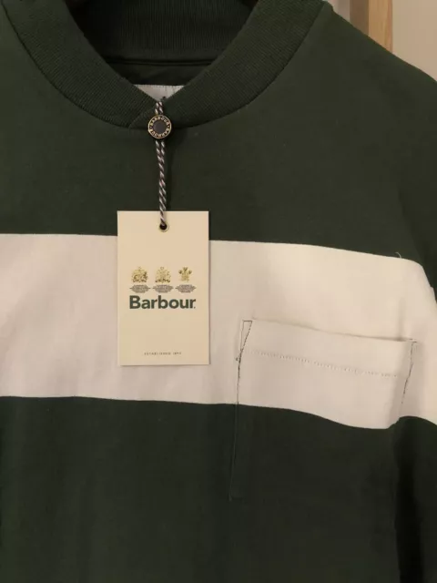 BNWT Barbour White Label Seton Pocket T-Shirt Hedge Green Size Medium RRP £59.95