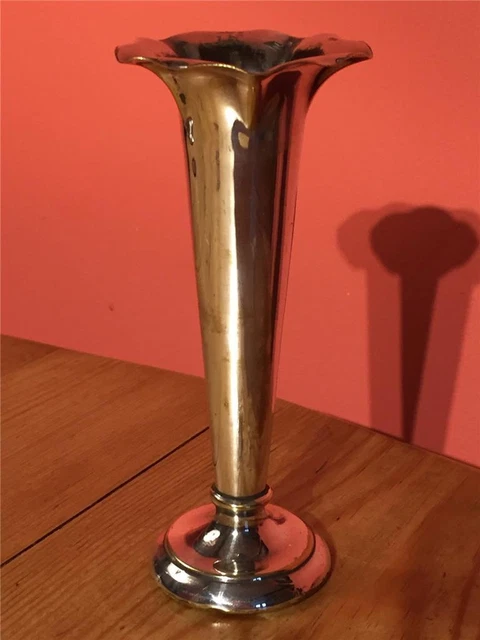 174b Antique Edwardian Claydon, Robin & Co Silver Plated EPNS Bud Vase 13cm Tall