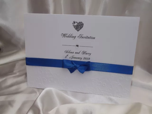 10 Handmade Personalised EMBOSSED Wedding Or Evening Invitations & Envelopes A5