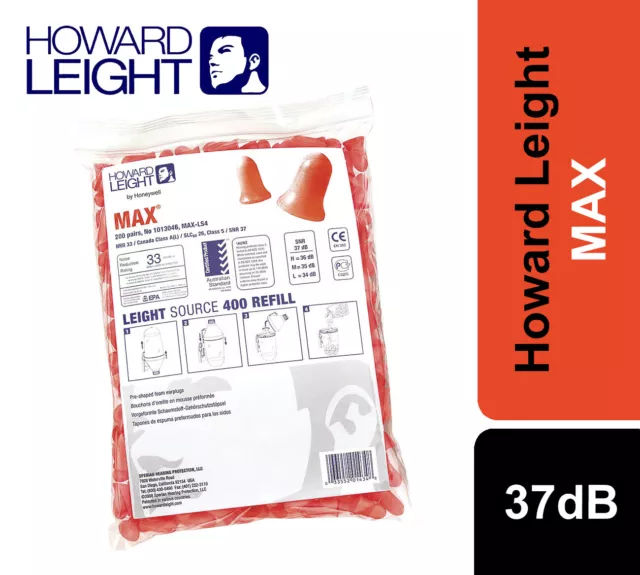 Bouchons d'oreille Howard Leight Max SNR 37 dB paires lâches