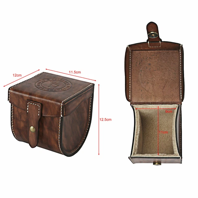 Tourbon Echtleder Fliegen Angelrolle Halter Spule Schutzhülle gefütterte Box 2