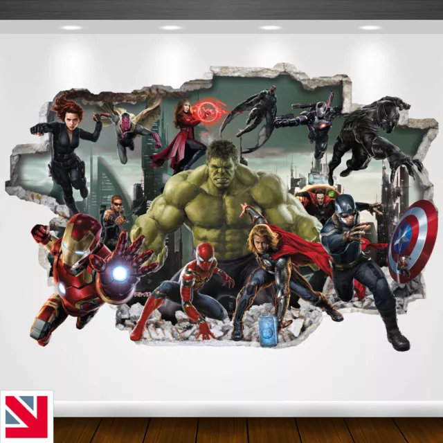 AVENGERS SUPERHEROES Wall Sticker Vinyl Decal Mural Poster Kids Children