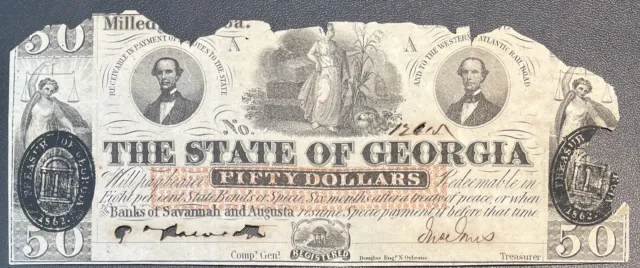 Fifty Dollars - State of Georgia - Obsolete Currency Note #59203