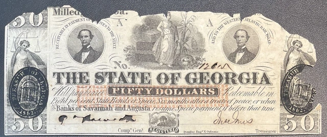 Fifty Dollars - State of Georgia - Obsolete Currency Note #59203