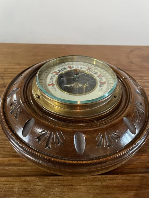 ANTIQUE WALL BAROMETER , Aneroid Barometer Carved Oak C:-1920s £42.32 ...