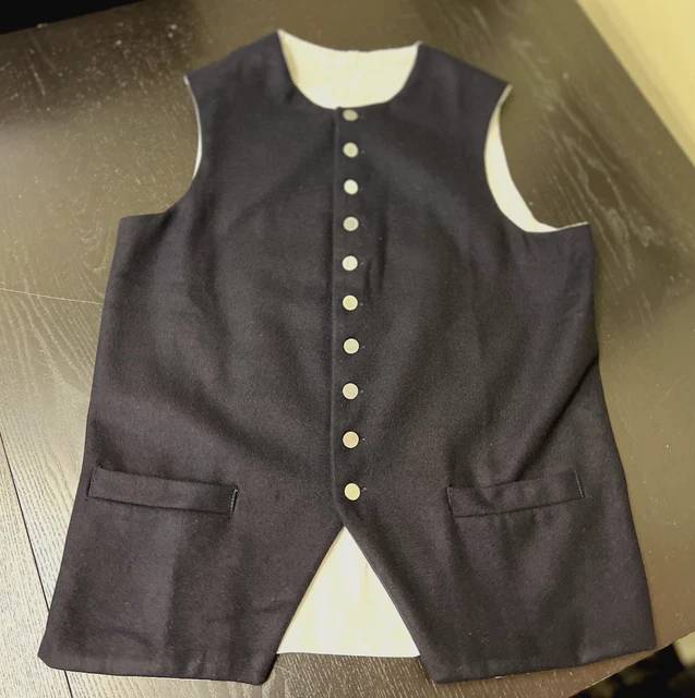 18th Century Waistcoat - Man's 50" chest DARK BLUE Wool - Rev War Colonial, NEW
