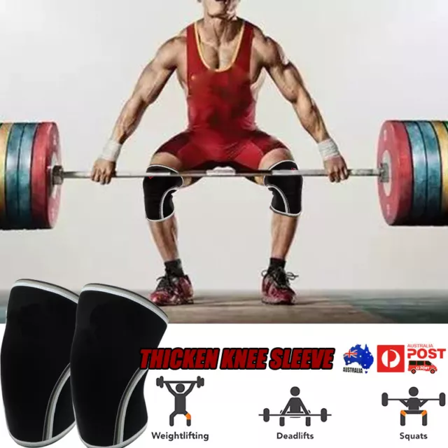 7MM Weight Lifting Knee Support Brace Powerlifting Squat Wrap Sleeves Heavy Duty