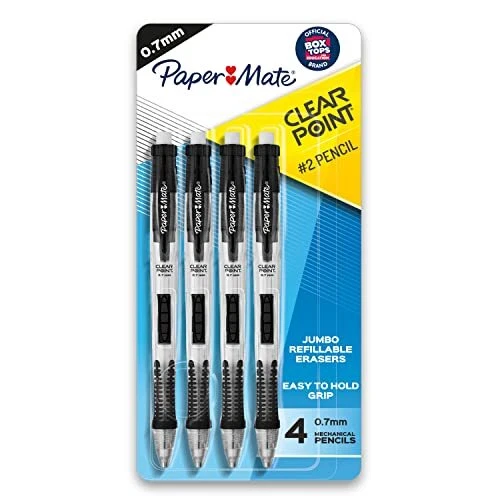 Clearpoint Mechanical Pencils, 0.7mm, HB #2, Black Barrels, 4 Count