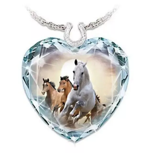 Horses & Horse Shoe Lucky Good Luck Charm Necklace Pendant Gift + Free Gift Bag