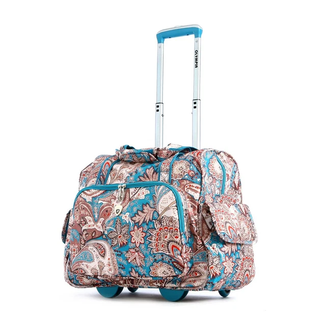 Olympia Deluxe Fashion Rolling Overnighter Luggage Suitcase with Handle (Used)
