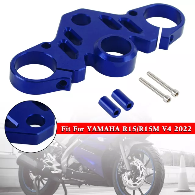 CNC-Aluminium-Gabelbrücke oben vorne oben für YAMAHA R15 V4 R15M 2022 Blue A7