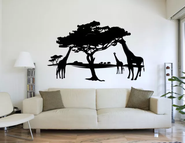 Afrika Wüste Giraffen Landschaft Tiere Schwarz Wandtattoo 95 x 60cm Motiv #85