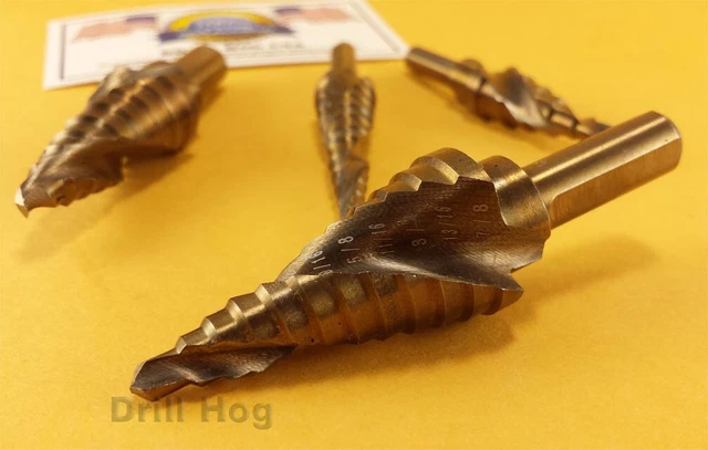Cobalt Step Drill Bit Set 4 Pc M42 Spiral Step Bit Lifetime Warranty Drill Hog®