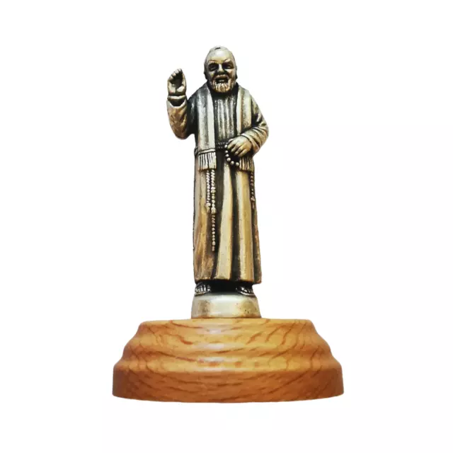 St. Padre Pio Statue Petit 7cm Pin Bois Base Figurine Catholique