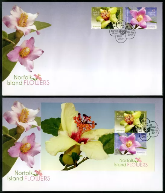 NORFOLK ISLAND Australia 2017 Flowers 2 x First Day Covers FDC