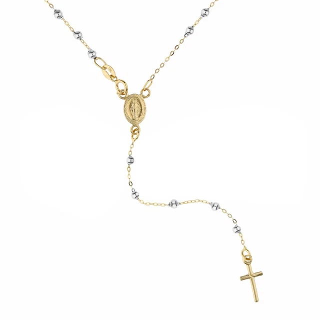 Collier Rosaire à Giro En Or Jaune 18 Carats Avec Perles Lisses 5,65 G - Neuf Italie