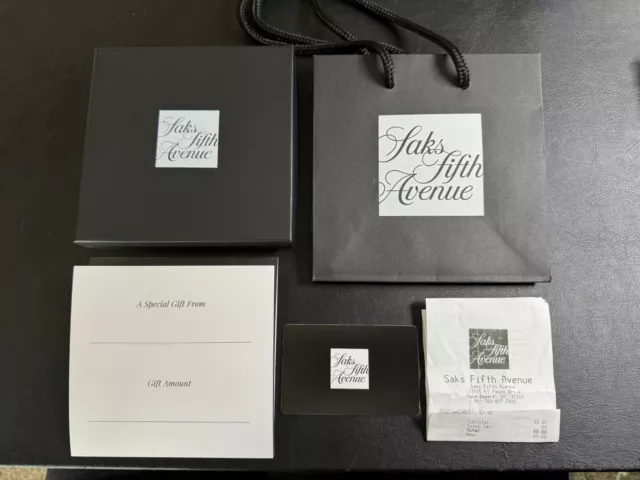 Saks Fifth Avenue Saks 5th Ave Gift Card $50 with Gift envelope, box and bag