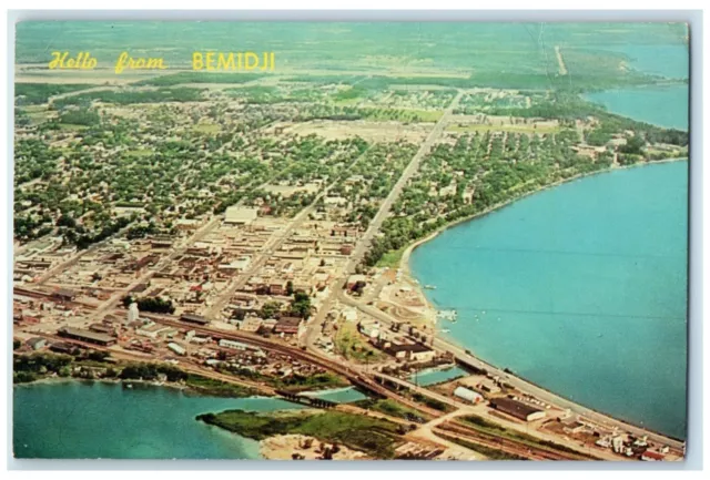 1965 Aerial View Home Paul Bunyan Babe Exterior River Bemidji Minnesota Postcard