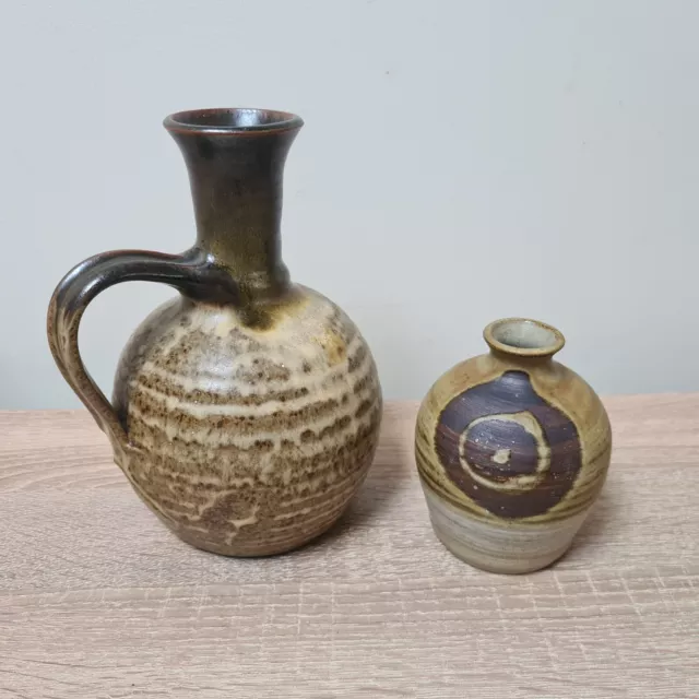 Small West German Pottery Vase Set 2 Vintage Retro Ceramic Lava Pottery Job Lot