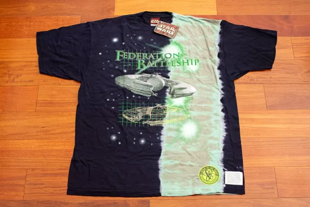 Vintage Star Wars Episode 1 Battleship Federation Tie Dye T-Shirt Size XL NEW