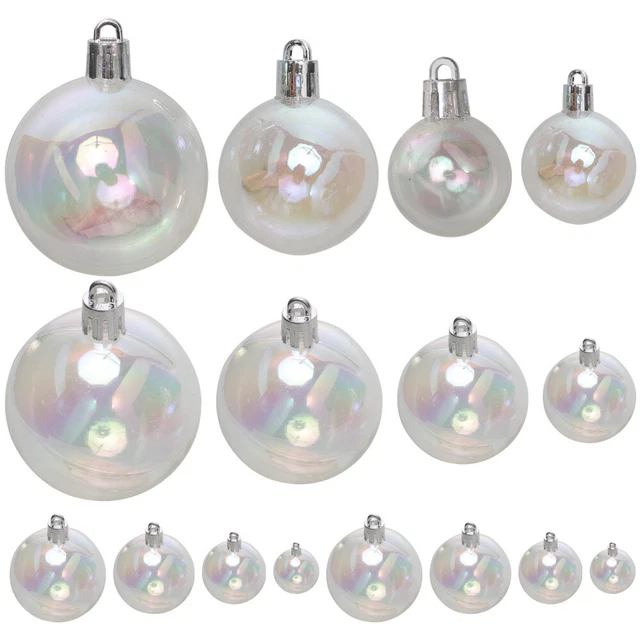 54 PCS BOULE De Noel En Plastique Boules Blanches Suspendue Balle EUR