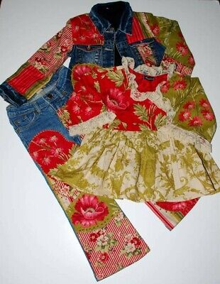Boutique CBD Resell Asian Holidays 4pc Kimono Top Denim Jacket Jeans Tee Set 4 5