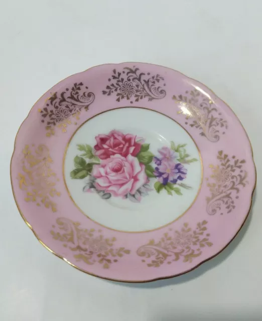 Vintage Beautiful Royal Halsey Very Fine Pink Saucer Rose