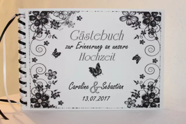 Gästebuch zur Hochzeit, schwarz-weiß, Din A5, personalisiert