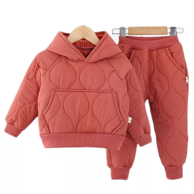Winter Suit Plus Velvet Two-piece Set Boy Kids Cotton Hooded Coat and Pants 1-6Y