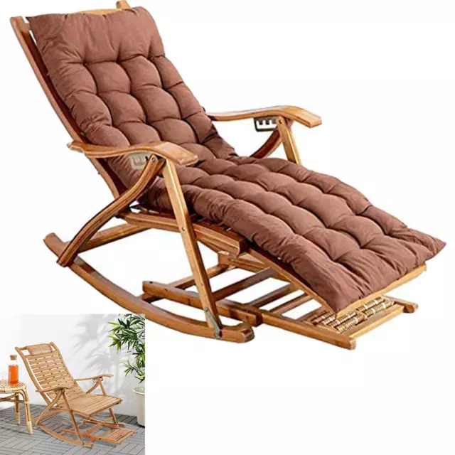 Liegestuhl Holz Schaukelstuhl Relaxliege Lehnstühle Ruhesessel mit Fuß Massage