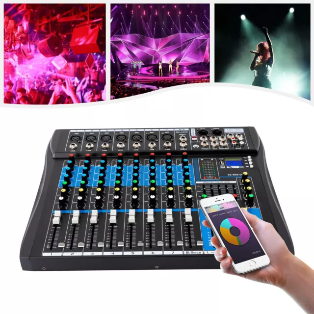 NEU 8 Kanal Audio Mixer Mischpult Mit USB Dj für Karaoke DigitalAudio Mixer DHL