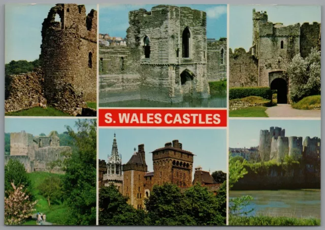 Multi Views of South Wales Castles Wales Postcard