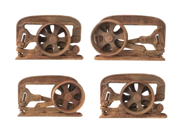Antique Set of 4 Pocket Door Hanger Roller Single Cast Iron Sliders