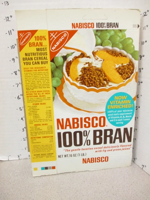 NABISCO 100% BRAN laxative cereal box food 1966 psychedelic embroidery pillow