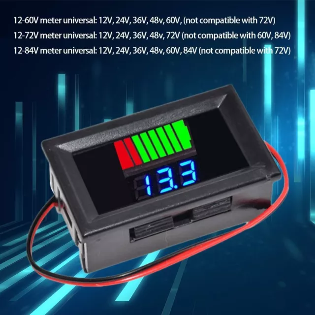 Meter 12V 24V 36V 48V 60V 72V Car Battery Charge Level Indicator Battery Tester