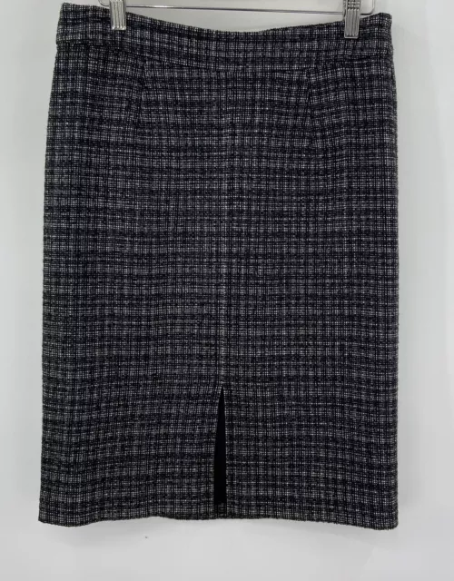 Trina Turk Women's Black Tweed Wool Blend Pencil Lined Slit Skirt Size 6