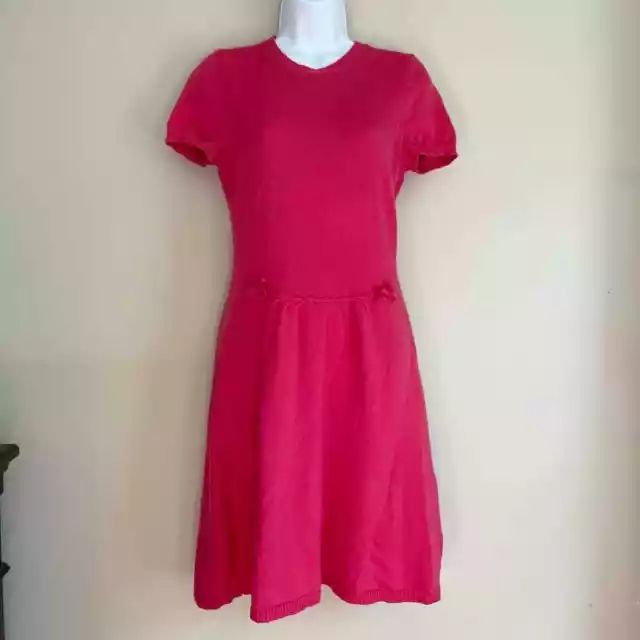 RED VALENTINO Crewneck Pink Virgin Wool Knit Mini Sweater Dress Size M