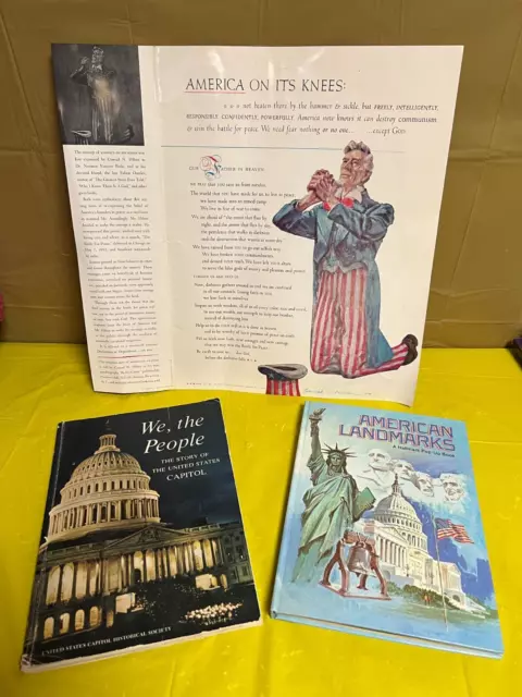 History Poster  Patriotic   "America on it Knees" (1952)  &  Educational Books