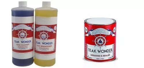 Teak Wonder Kit: 1 lt di Cleaner + 1 lt di Brightener + 1 lt di Dressing Sealer