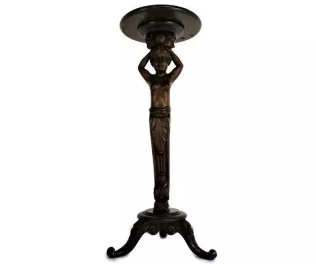 Ornate Hand Carved Wooden Pedestal Table Plant Stand Side Wine Coffee Table Kari