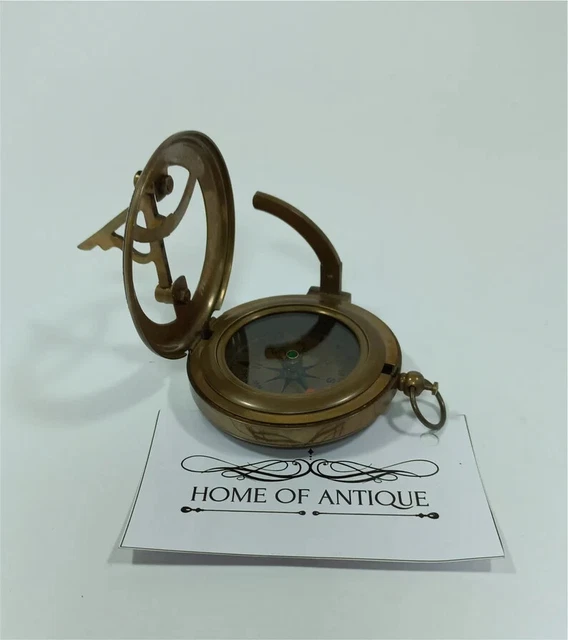 Boussole De Poche Vintage En Laiton - Gravée à La Main - Style Cadran Solaire