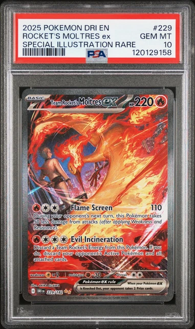 POKEMON S&V DESTINED Rivals #229 SIR Team Rocket's Moltres ex PSA 10 ...