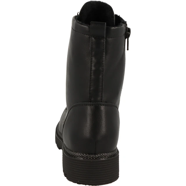 Indigo Fille Chaussures Hiver Bottes Fourrées à Lacets 452-198 Noir Brillant 3