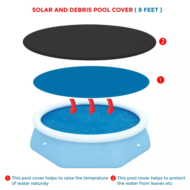 Solar Debris Pool Cover for 8ft Round Paddling Fast Set Inflatable Swimming Pool