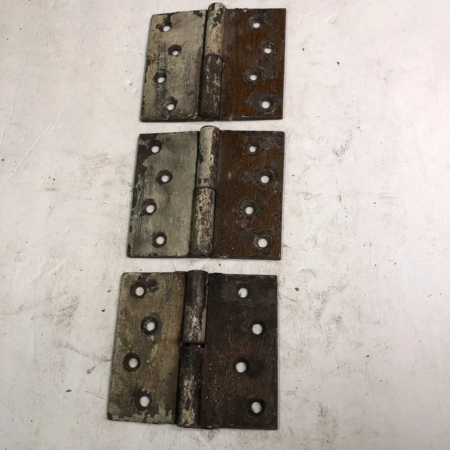 3 Antique Vintage VICTORIAN Decorative HINGES HARDWARE  4 1/2” by 5”