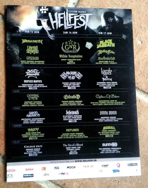 Publicité advert concert festival HELLFEST 2012 GUNS MOTLEY CRUE MEGADETH